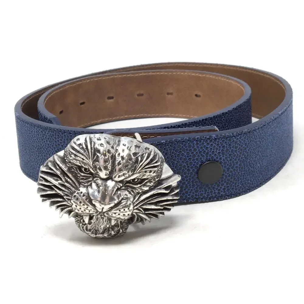 Badichi New York Tiger Belt Buckle Blue Hamptons Leisure Collection Belt Size